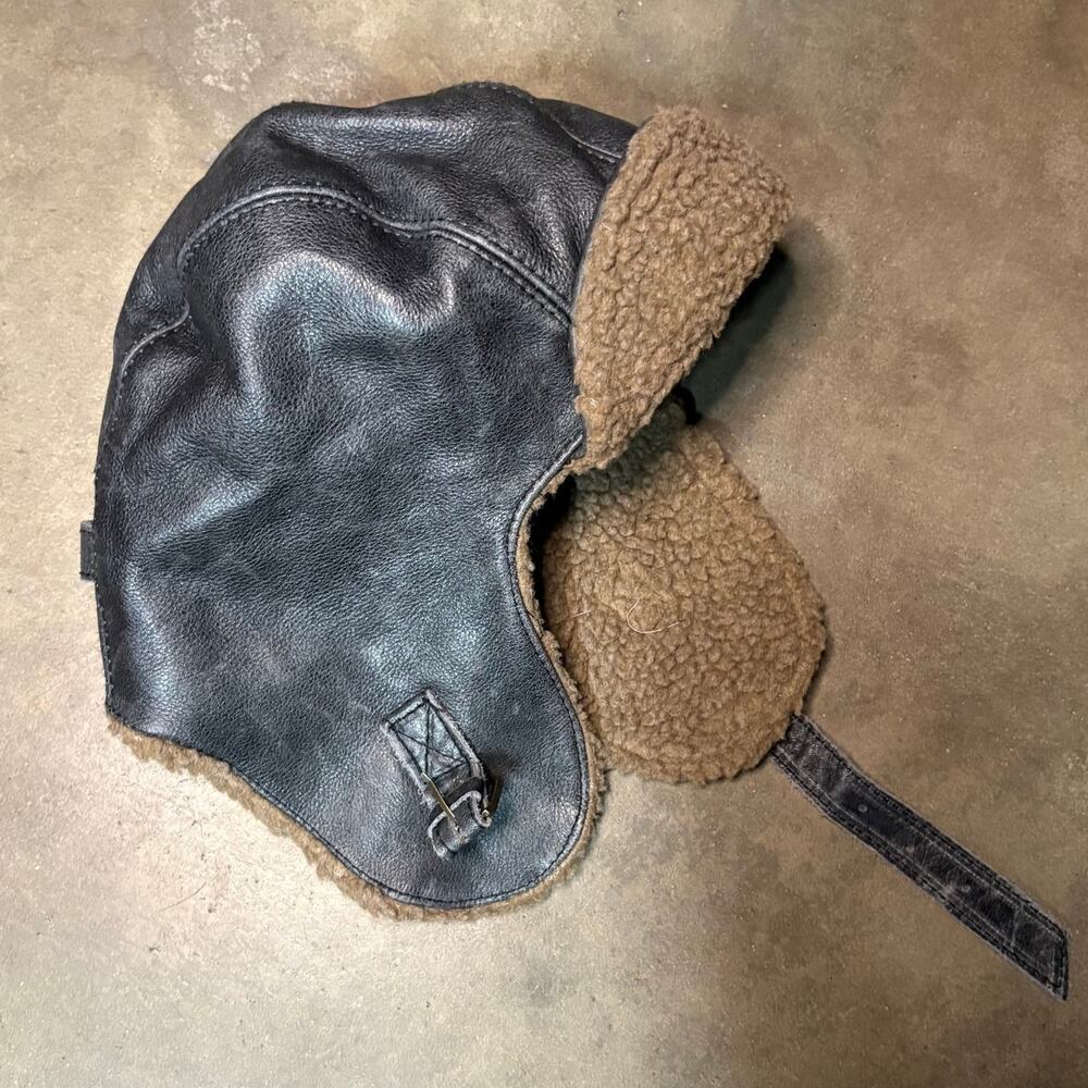 Nathaniel Cole Leather Aviator Trapper Hat S/M